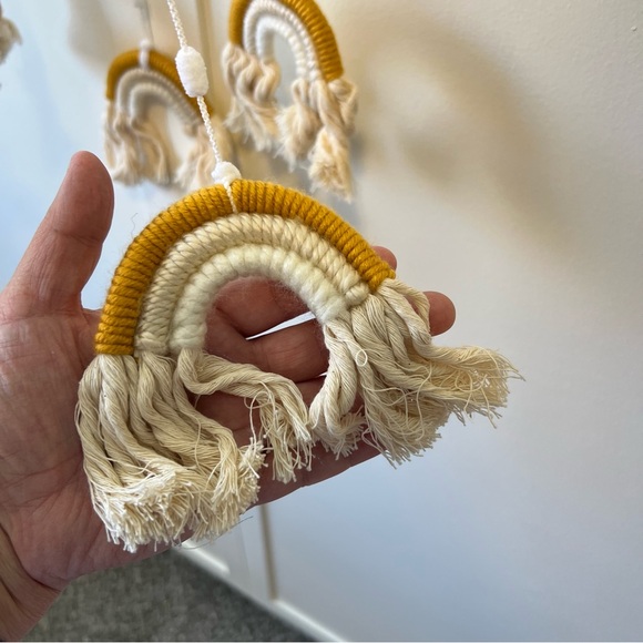 Boho New Baby Gender Neutral Rainbows Crib Mobile‎ Mustard Yellow Cream White - Picture 7 of 10